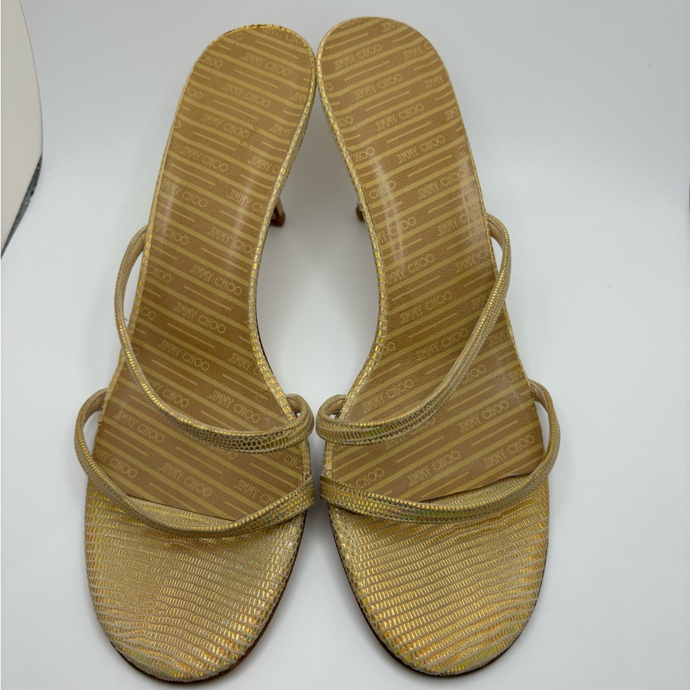 Jimmy Choo Gold Strappy Heels - Picture 3 of 16